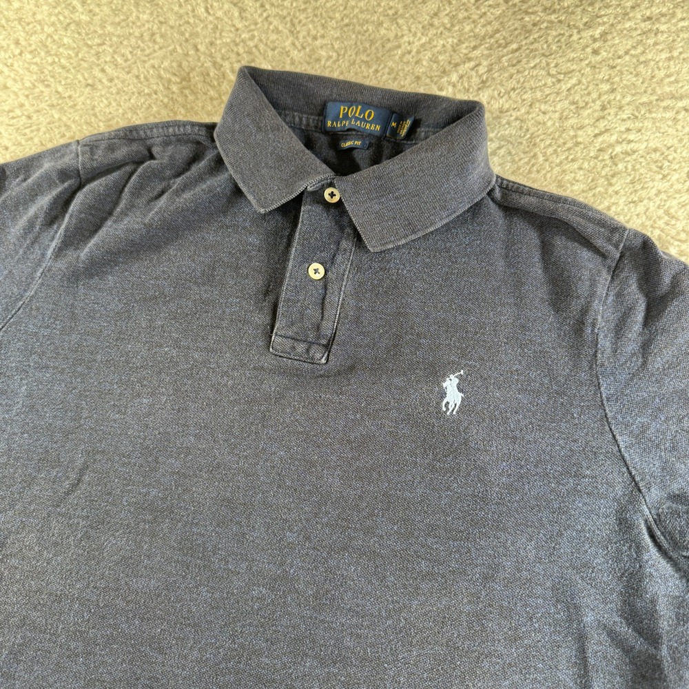 Polo Ralph Lauren Classic Fit Short Sleeve Polo Shirt Blue Pony Golf Collar Sz M